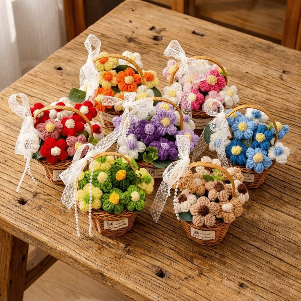 Baby Products Basket - Produk Jadi Bunga Rajut Buatan Tangan