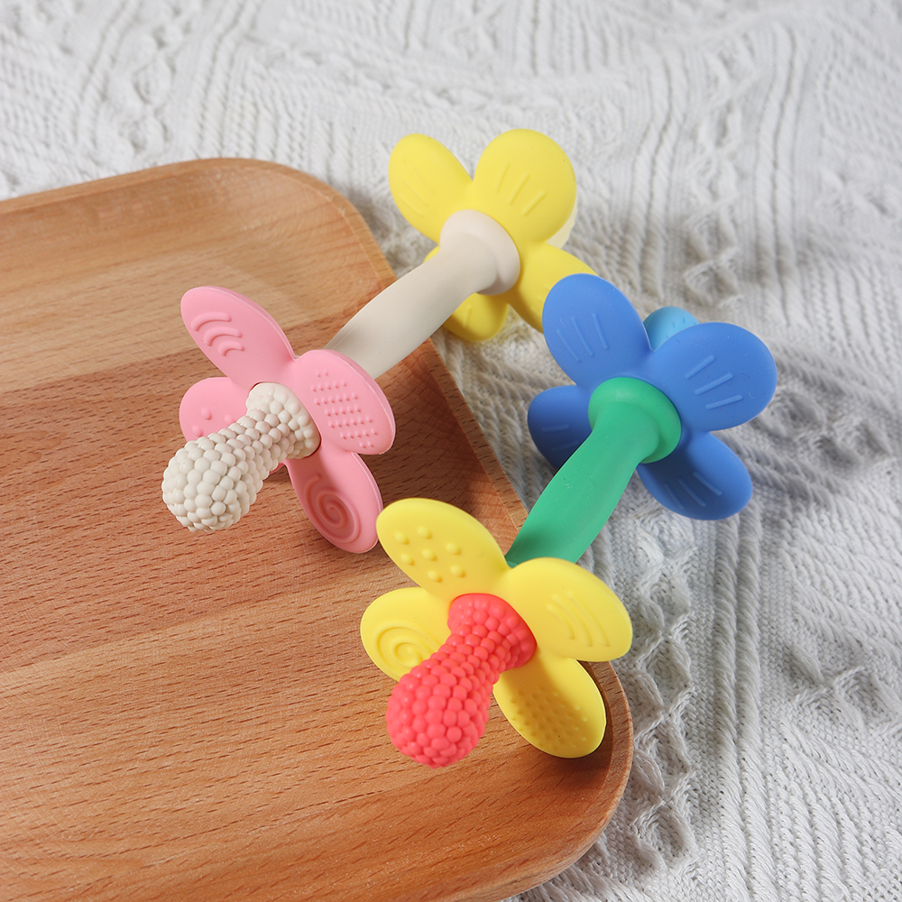 Teether Silikon Bunga 2 in 1 B - Baby Products Best ulasan dan harga